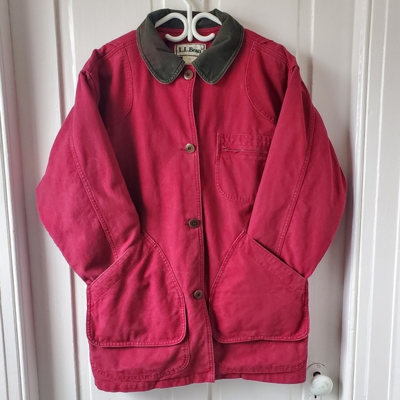 LL Bean Insulated Chore Coat. Cranberry. Medium - Picture 5 of 6
